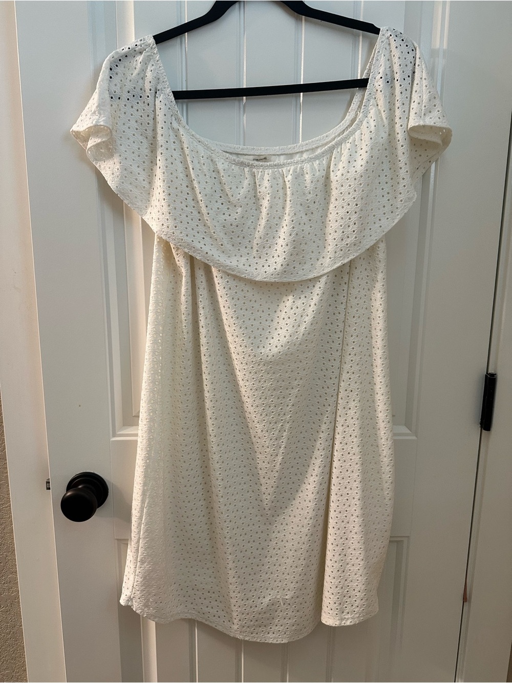 Maurices Cream Eyelet Off-Shoulder Dress